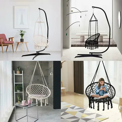 £89.95 • Buy Hanging Egg Swing Chair Rope Hammocks Basket Outdoor Garden Patio Seat W/ Stand