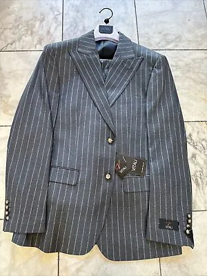 NWT VITALI Vested  Men's Modern Multi Color Gray Striped Suit  Size 44R • $169