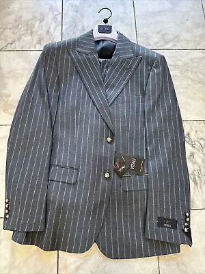 NWT VITALI Vested  Men's Modern Multi Color Gray Striped Suit  Size 46R • $169