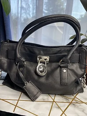 Black Michael Kors Hamilton Handbag Crossbody Purse With Silver Hardware • $49