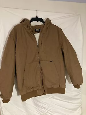 Lee Premium Select Men’s Sherpa Lined Canvas Field Jacket With Hood Brown XL  • $30