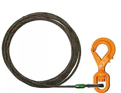 3/8  X 75' Steel Winch Line Wire Rope Wrecker Tow Cable With Self Locking Hook • $129.98