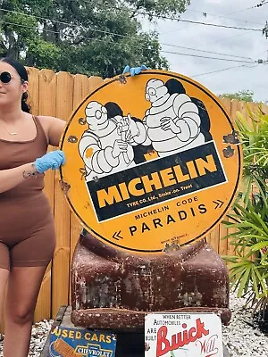 Large Porcelain Michelin Advertising Sign 30 In • $250