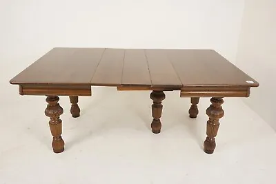 Antique Tiger Oak Dining Table 3 Leaves 5 Legs American 1910 H691 • $812.50