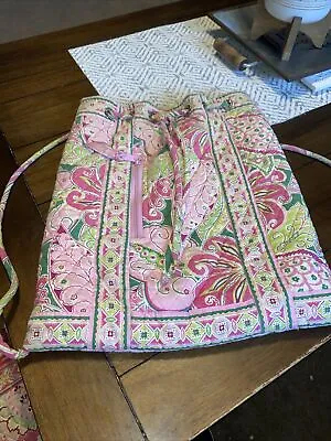 Vera Bradley Pinwheel Pink  Drawstring Backpack - Retired Bag Purse - VERY GOOD • $12