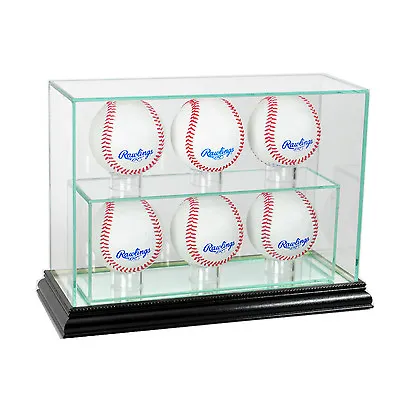 New 6 Baseball Upright Glass Display Case UV  Free Shipping Black Molding  • $85.07