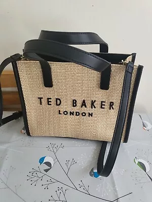 Ted Baker Paolina Faux Raffia Small Icon Bag Natural/black Bnwot Rrp £85 • £35
