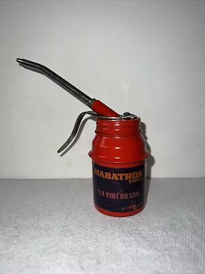 Vintage Marathon Oil 1/4 Pint Oil Can Hand Pump Trigger Made In India • $21