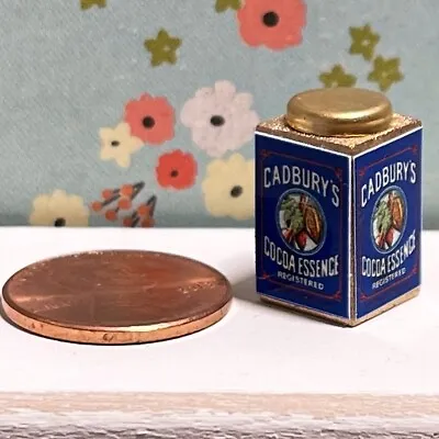 Dollhouse Miniature 1:12 Vintage Label Cadbury's Cocoa Essence Beverage Tin • $4