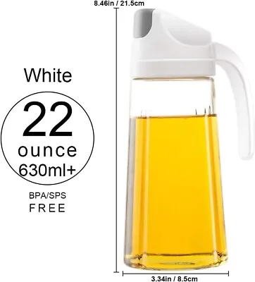 630ml Glass Oil Dispenser Bottle Auto Flip Cap Non Drip Olive Oil Vinegar Bottle • £6.99