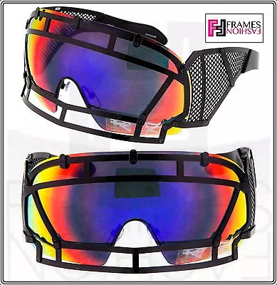 KTZ X Linda Farrow Football Helmet Sunglasses Black Steel Orange Mirrored KTZ1 • £270.75