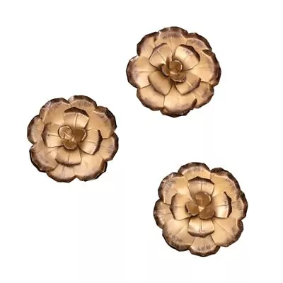 Zinnias Bronze Flowers Metal Wall Art Set Of 3 • $51.61