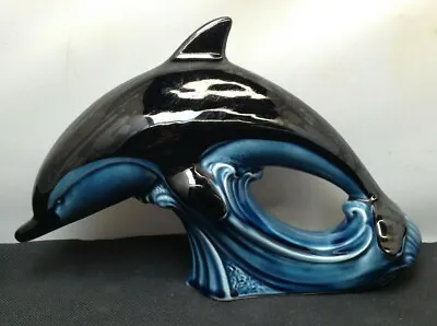 £25 • Buy Lovely Pooler Pottery Blue Glaze Medium Ceramic Dolphin Figurine SU1110