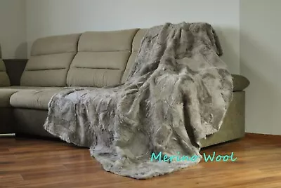 £158 • Buy Double Bed Cover Sofa Blanket  TOSCANA  Wool Shearling Sheepskin Rug 160x200cm 