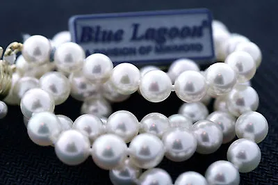 MIKIMOTO Blue Lagoon 5.5-6.0mm Akoya Pearl Necklace 18 Inch 14k Gold Clasp • $601.14