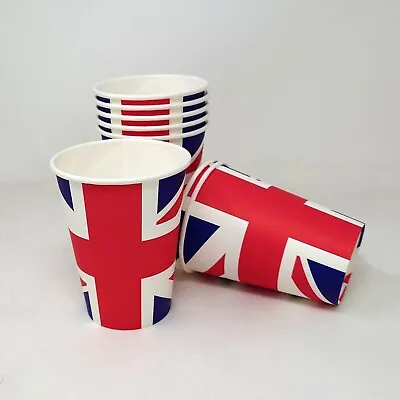 8oz Union Jack Print Paper Cups Disposable Coffee Cups For Hot And Cold Drinks • £7.95