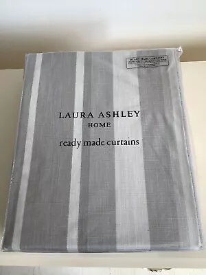 £120 • Buy Laura Ashley Home Ready Made Curtains Awning Stripe Dove Grey Size W88” X L183cm