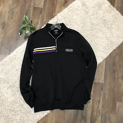 Adidas Golf Men's Size Medium Black Quarter Zip Striped Pullover Top • $22