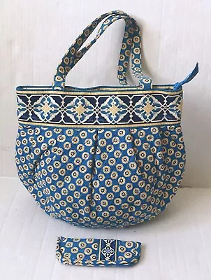 Vera Bradley Riviera Blue Morgan Shoulder Bag With Matching Glasses Case • $29