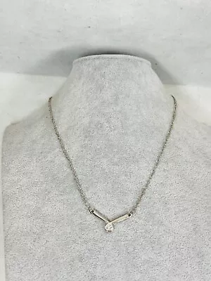 Womens Necklace Clear Crystal Silver Tone 21  Elegant Formal Classic Jewelry • $9.95