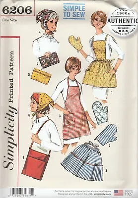 Simplicity Sewing Pattern 6206 Vintage Gifts & Kitchen Accessories Aprons Mitt • $12.95