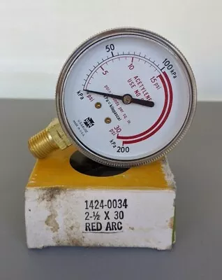 Victor 1424-0034 2 1/2 X 30 Red Arc U.S.Gauge. Acetylene Only Pressure Gauge. • $49.95