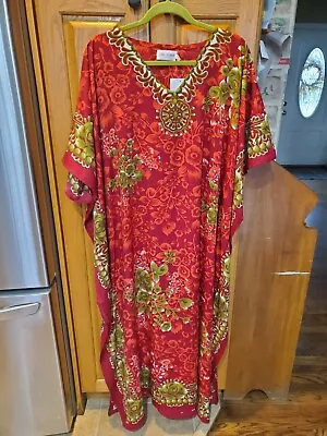 Miss Lavish London Womens Kaftan Dress Red Floral Short Sleeve US Sz 14-18 NWT • $19.99