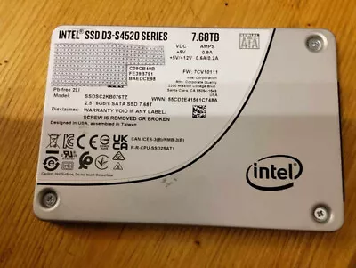 Intel SSD D3 S4520 SERIES 7.6TB 2.5IN SATA 6GB/S 3D4 TLC SINGLEPACK • £295