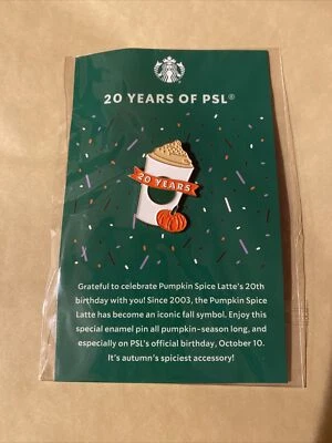 $14.99 • Buy STARBUCKS Limited Edition 20 Years Of PSL Pumpkin Spice Latte Enamel Pin 
