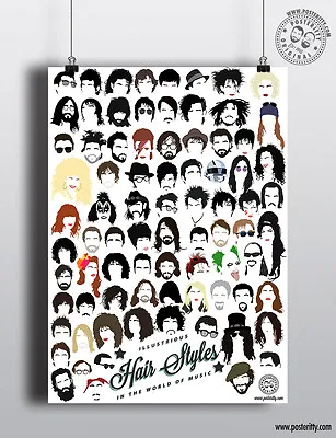 £4 • Buy ICONIC MUSICIANS Minimalist Hair Poster Minimal Print By Posteritty Music Heads