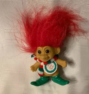 Vintage Russ  3  Merry Little Trolls Doll With Red Hair & Striped Scarf • $8.99