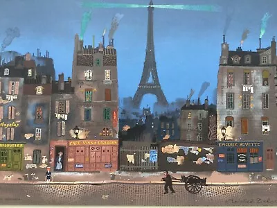 Michel Delacroix Tour Eiffel La Nuit Limited Lithograph Artwork Stone Print • $35