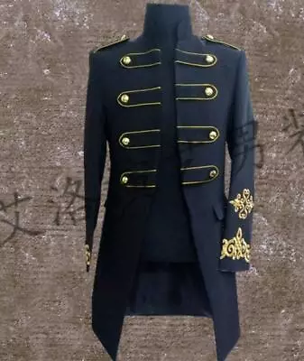 Mens Military Royal Dress Coat Blazer Jacket Gold Buttons Royal Prince Costume • $55.05