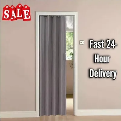 Grey Oak Effect Bi Folding Door PVC Panel Magnetic Sliding Accordion Concertina • £59.98