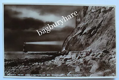 Postcard: Beachy Head & Lighthouse Moonlight Eastbourne. Real Photo. Not Posted • £3.50