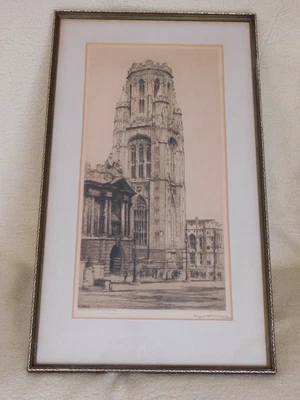 £85 • Buy Signed Framed Etching Of “The New University Tower, Bristol”, By Edgar James May