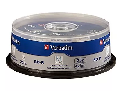 Verbatim M-Disc BD-R 25 GB 4X With Branded Surface - 25 Pack Spindle 98909 • $158.70