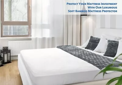 (King Size) Mattress Protector – Waterproof Soft Breathable Bed Mattress Cover • £16.14