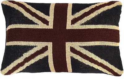 HOMESCAPES Hand Woven Jacquard Union Jack Cushion Cover 30 X 50 Cm United Flag • £17.79