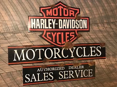 Antique Barn Find Look Harley Davidson Motorcycle Dealer Sales Service Sign NICE • $99.99