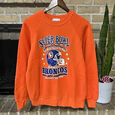 Vintage 80’s Denver Broncos NFL Super Bowl XXII Orange Sweatshirt Size Large  • $17