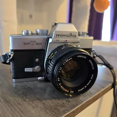  MINOLTA SRT 201 35MM FILM CAMERA W/ 55mm Lens Untested But Assured It Works • $40