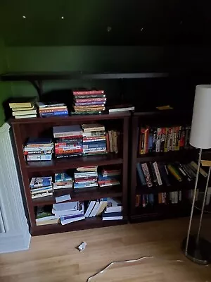 3-Shelves Bookcases For Home Office - Oak With Dark Cherry Finish • $80