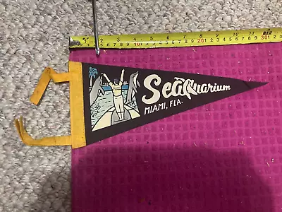 Vintage Pennant Seaquarium Miami FL Dolphin Show Aquarium Florida - FAST SHIPPER • $10.69