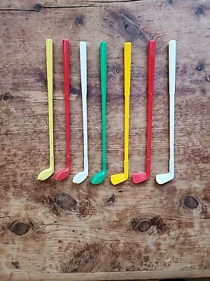 7 Vintage GOLF CLUBS And PUTTERS Plastic Swizzle Sticks Cocktail Stirrer • $10.99