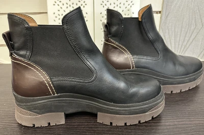 £74.99 • Buy SEE BY CHLOE Women Black/Brown Leather Boots Size 39 UK 6-6.5
