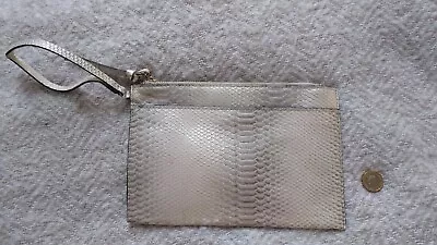 Elegant Warehouse Clutch Bag Beige Grey Croc Skin Faux Leather • £15