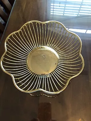 Vintage Silverplated Gold Wire Bread Fruit Basket Scalloped Edge - Flower Shape • $10