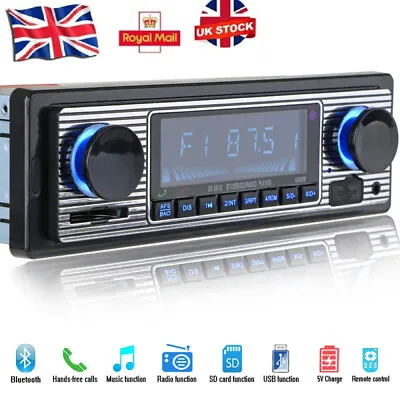 £18.68 • Buy Retro Car Bluetooth Compatible Radio MP3 Player Stereo USB/AUX/SD/ISO/FM Classic