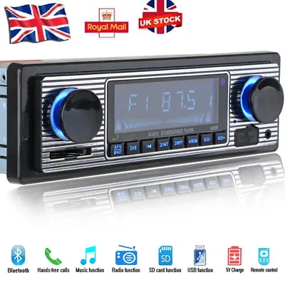 Retro Car Bluetooth Compatible Radio MP3 Player Stereo USB/AUX/SD/ISO/FM Classic • £11.99